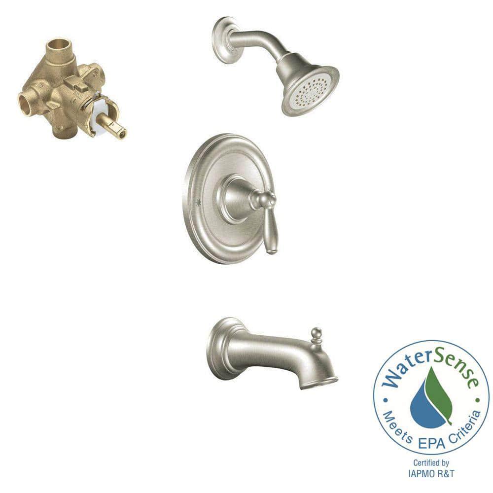 MOEN Brantford SingleHandle 1Spray PosiTemp Tub and Shower Faucet in Brushed Nickel