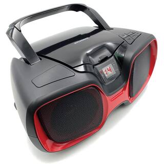 SYLVANIA Bluetooth Portable CD AMFM Radio Boombox in Red SRCD1037BT-BLACKRED