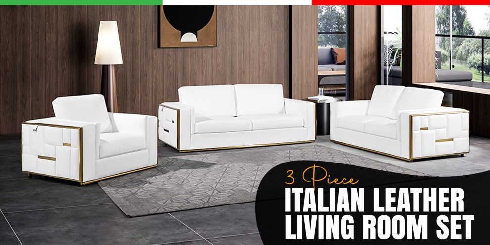 Luna Top Grain Italian Leather Sofa   Contemporary   Sofas   by Luxuriant Furniture  Houzz