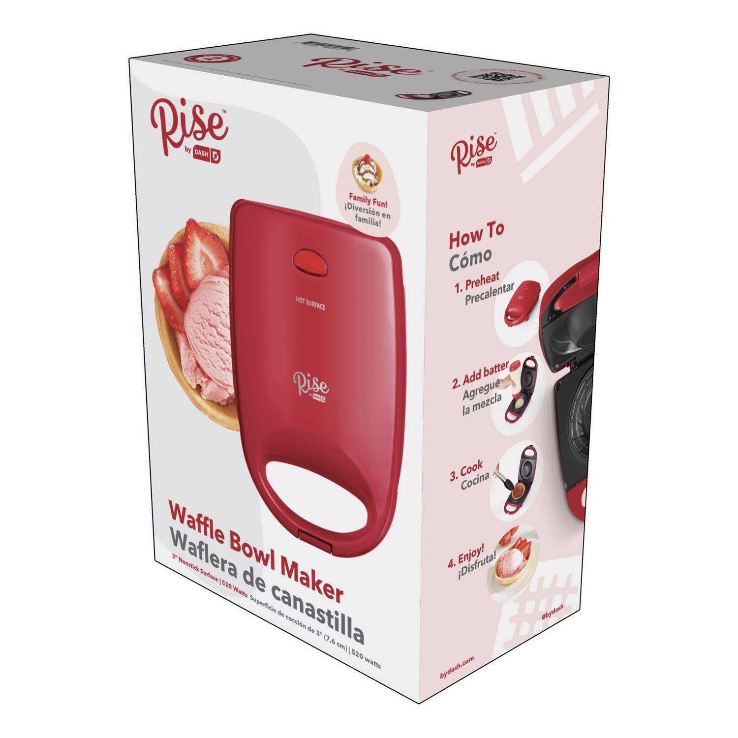 Rise by Dash 1 waffle Red Plastic Waffle Bowl Maker