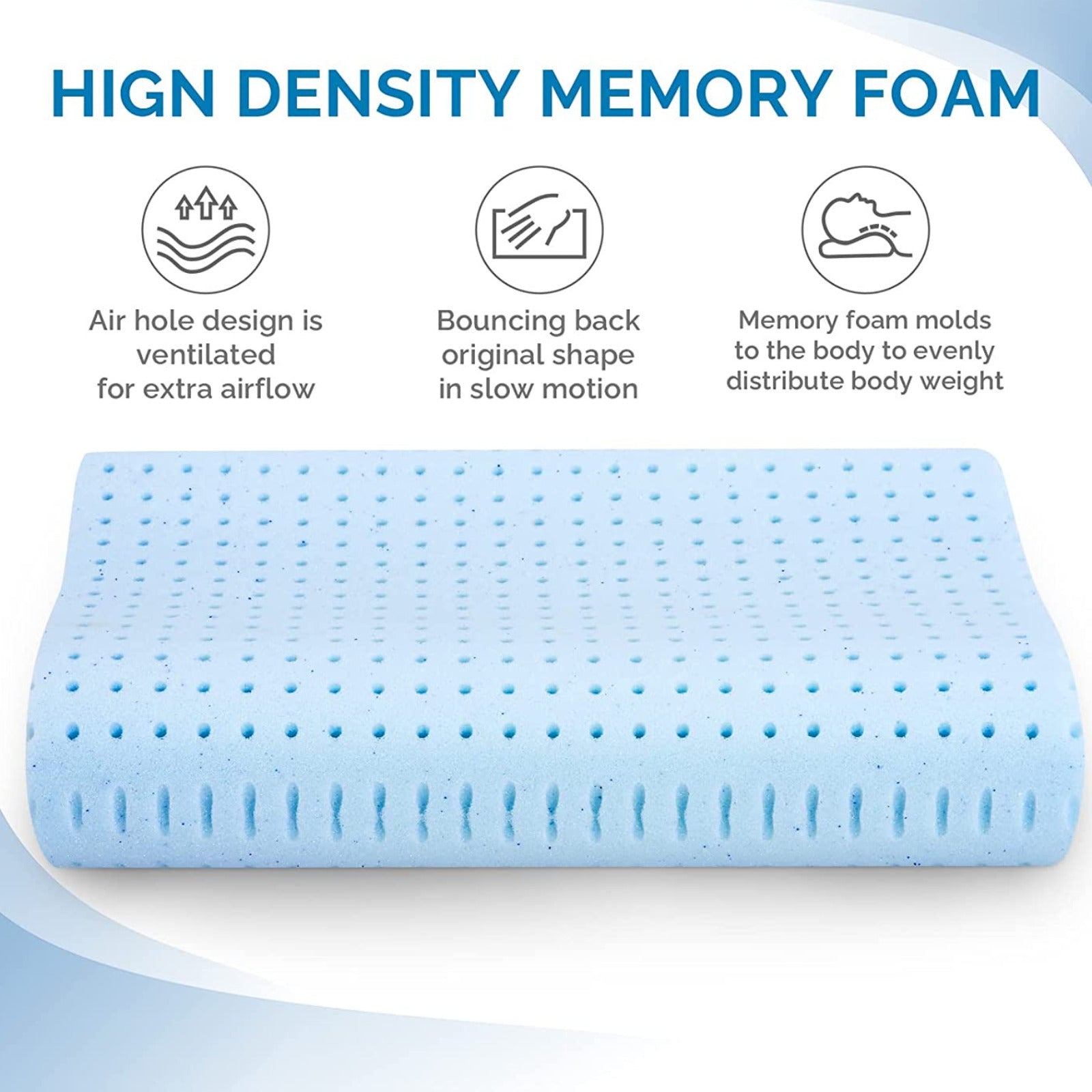 Cervical Bed Contour High Density Memory Foam Pillow Comfortable Sleep