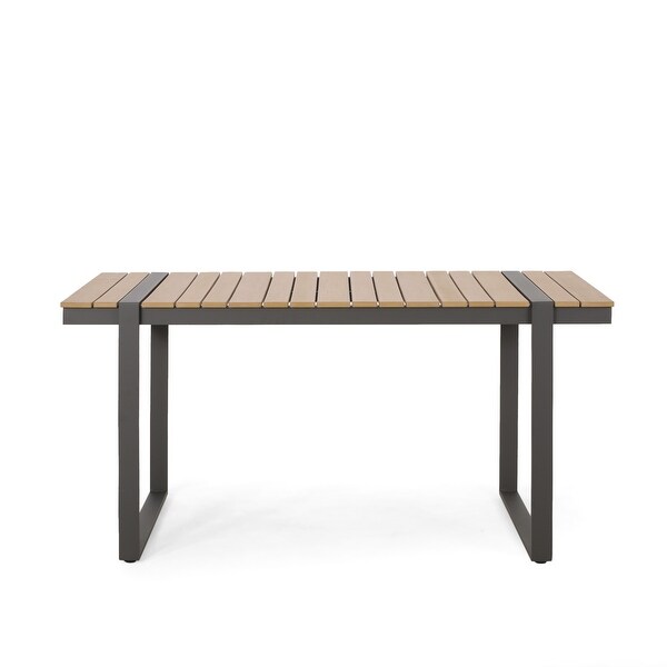 Outdoor Dining Table with Woodlike Tabletop，Lightweight and Stable Aluminum Sled Frame