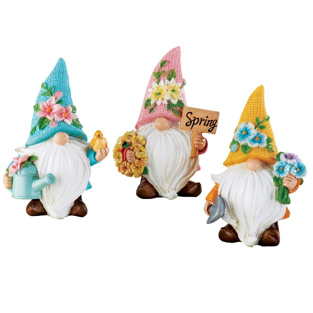 Collections Etc Spring Garden Gnome Colorful Sitters Set Of 3