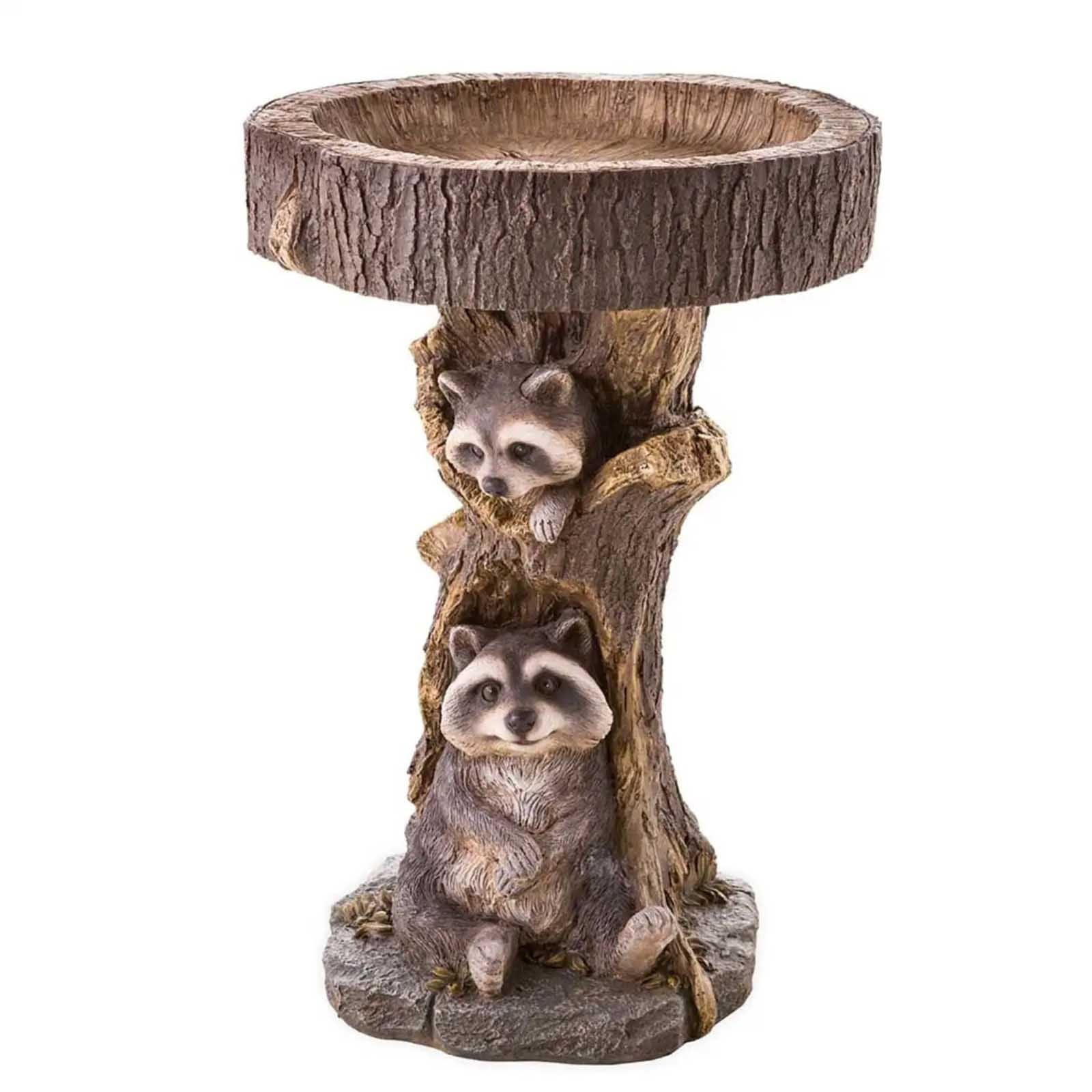 Cieken Resin Raccoon Birdbath Polyresin Antique Garden Bird Bath For Home Garden Yard