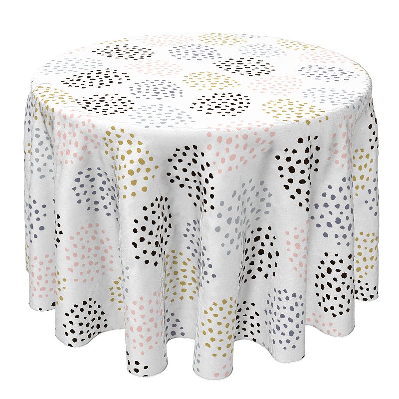 Round Tablecloth， 100% Cotton， 60 Round， Ink Dots Allover