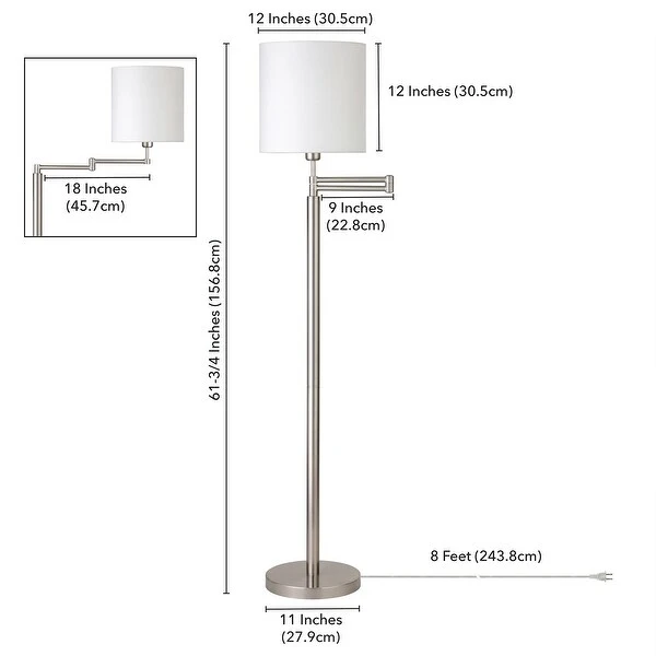 Moby Swing Arm Floor Lamp with Drum Shade