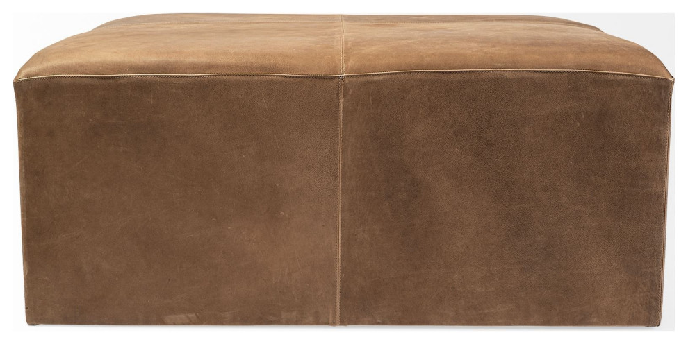 Brown Leather Wrapped Ottoman   Contemporary   Footstools And Ottomans   by UStradeENT LLC  Houzz