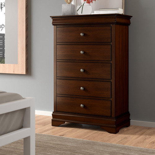 Louis Philippe Style 1pc Chest of Drawers Brown Ch...