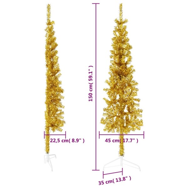 vidaXL Christmas Tree Decoration Slim Artificial Half Xmas Tree with Stand