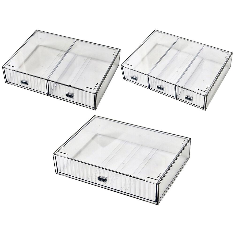 3pcs Desk Organizer Drawer Type Storage Box Cosmetics Storage Case Stationery Organizer