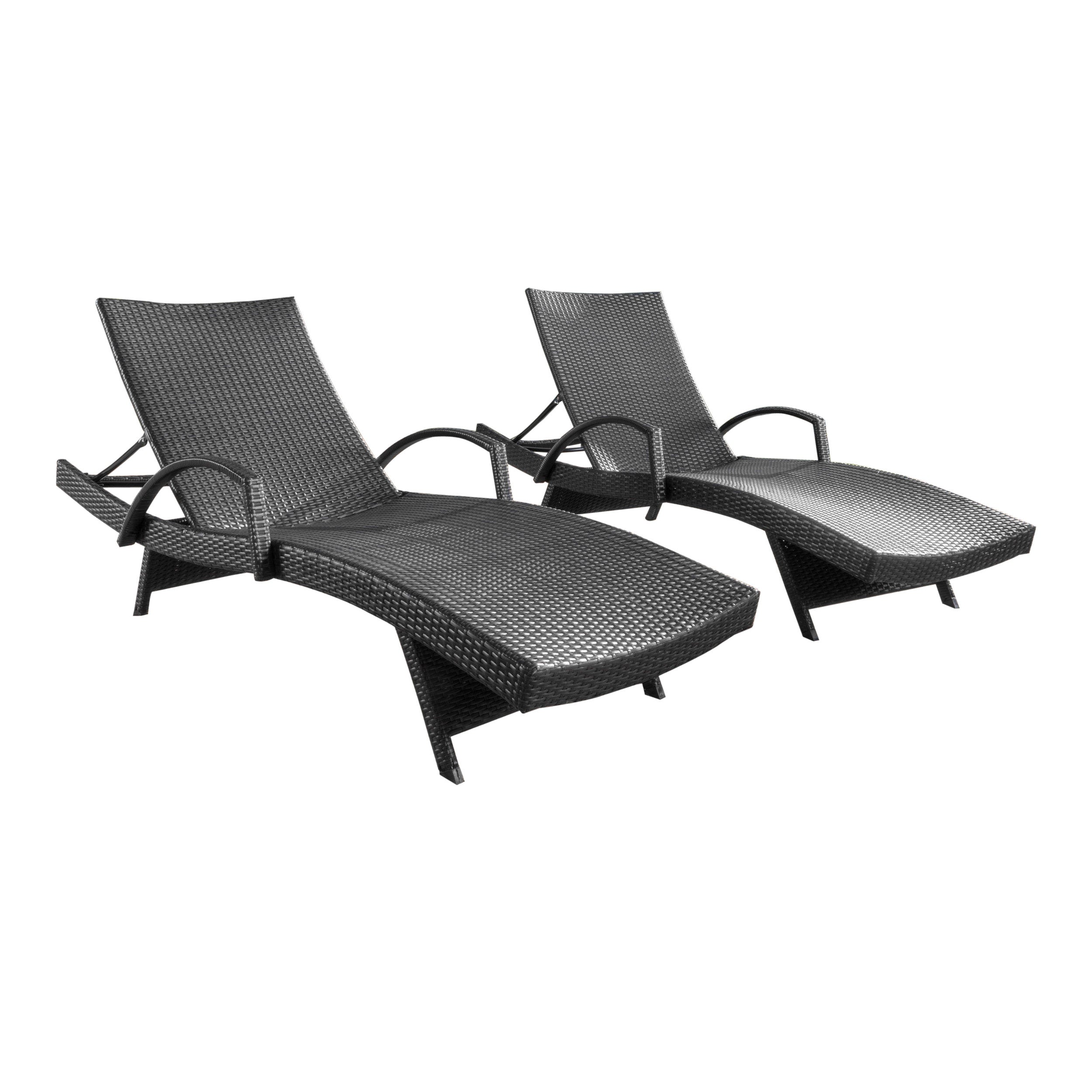 Soleil Outdoor Gray Wicker Arm Chaise Lounges