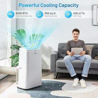 Costway 9000 BTU Portable Air Conditioner 3-in-1 Air Cooler Fan Dehumidifier with Remote in White ES10114US-WH