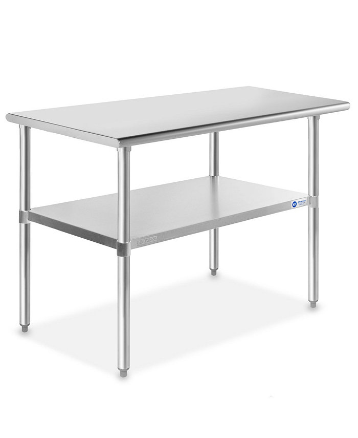 GRIDMANN 48 x 24 Inch Stainless Steel Table w  Undershelf NSF Commercial Kitchen Work and Prep Table