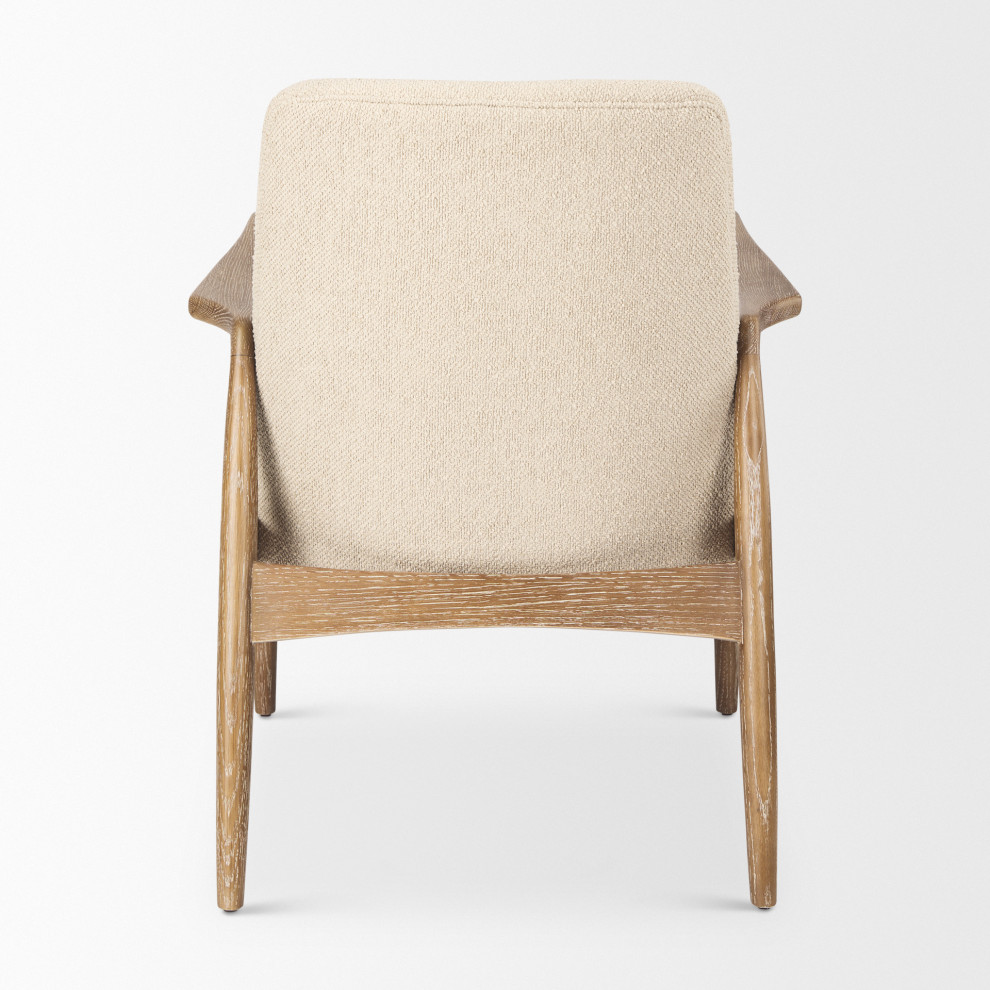 Westan Cream Boucle Fabric w/ Light Brown Solid Wood Accent Chair   Midcentury   Armchairs And Accent Chairs   by Mercana  Houzz