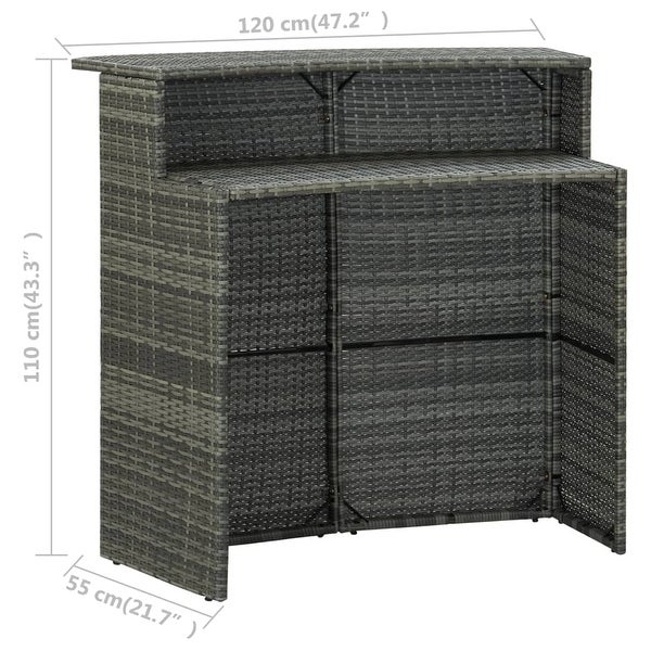 3 Piece Patio Bar Set Gray - Overstock - 36225696