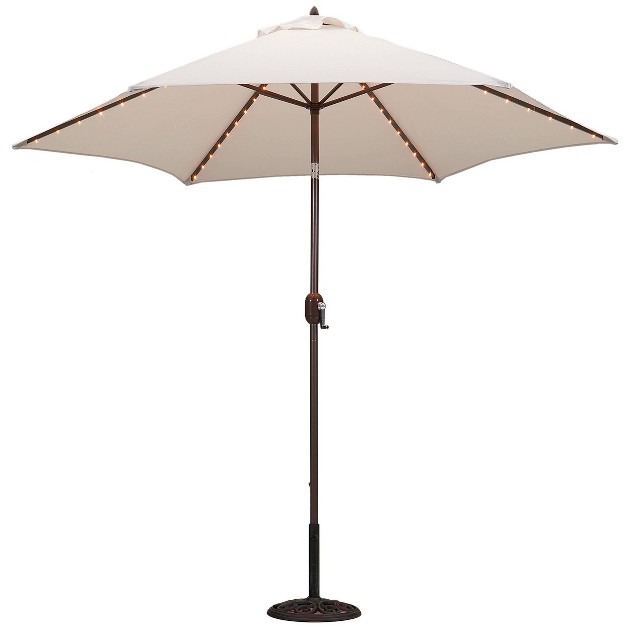 Tropishade 9 x27 Round Lighted Patio Umbrella Cream