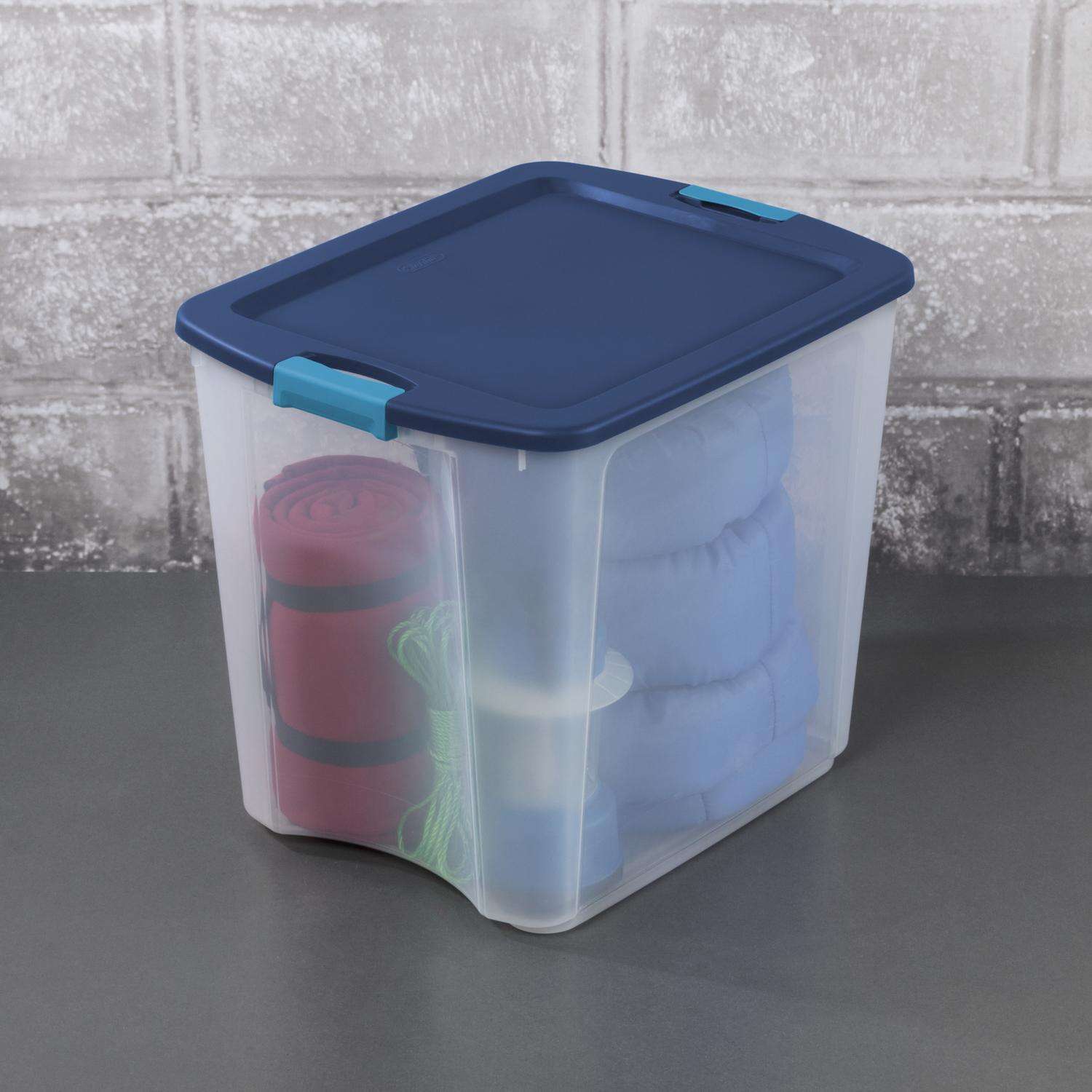 Sterilite 26 gal Blue/Clear Latch Storage Box 20-1/8 in. H X 18-5/8 in. W X 23-5/8 in. D Stackable