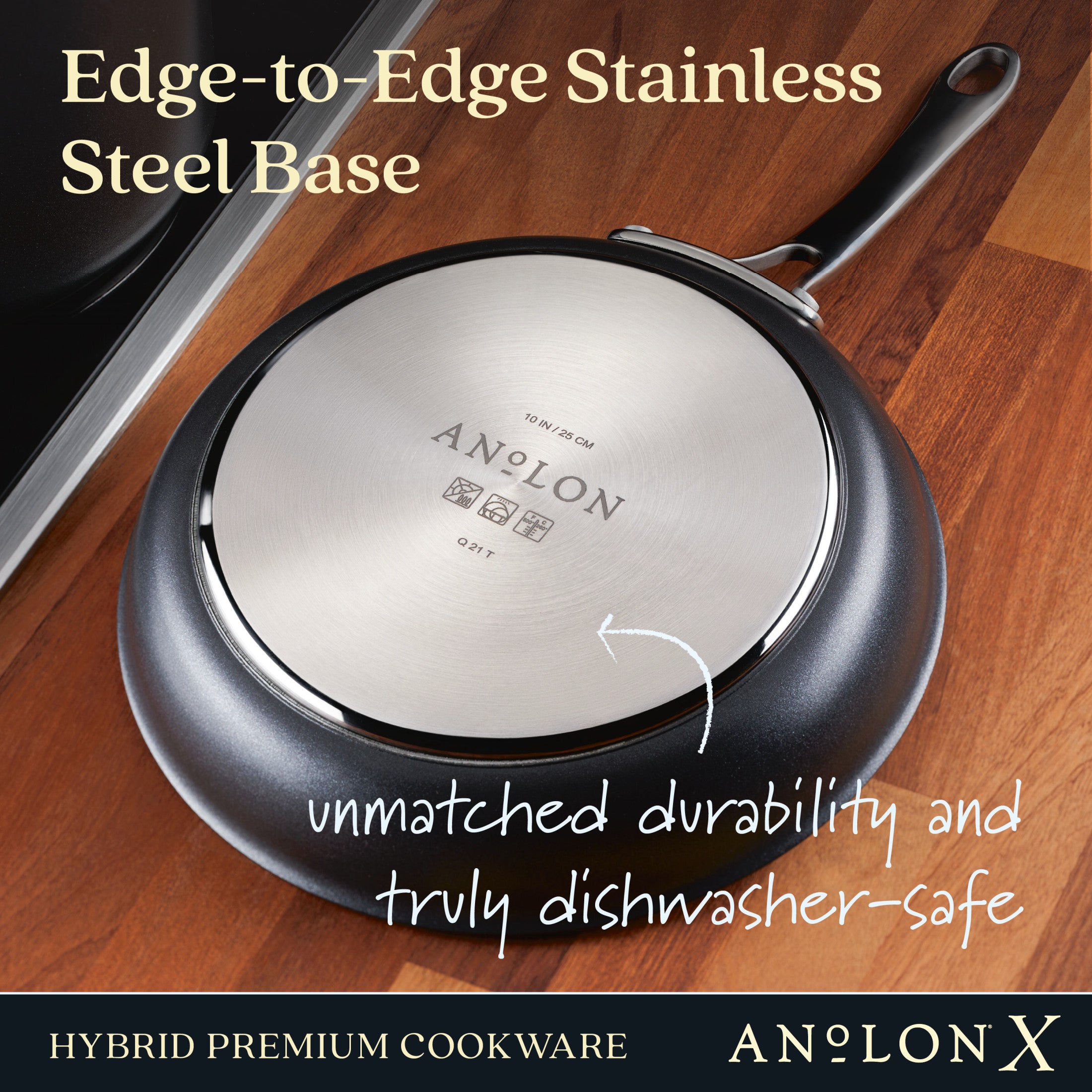 Anolon X Hybrid Nonstick Induction Frying Pan Twin Pack Set， 2-Piece， Super Dark Gray