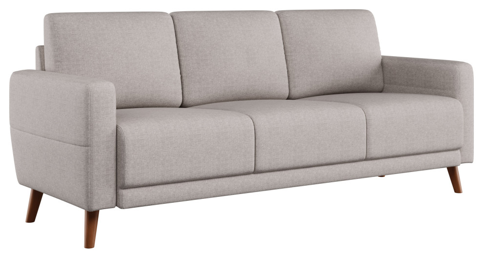 Clara Light Gray Fabric Upholstered Contemporary 3 Seat Sofa   Midcentury   Sofas   by CorLiving Distribution LLC  Houzz