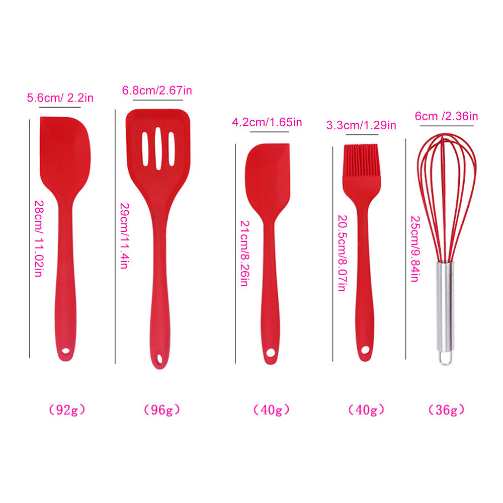 5PCS Silicone Spatula Set, Non-Stick & Heat-Resistant Rubber Spatula Set, Spatula Kitchen Utensils Set for Cooking, Baking and Mixing