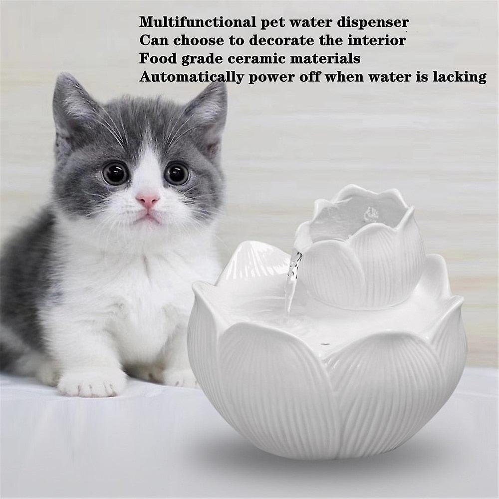 1.5L ceramic lotus pet water fountain