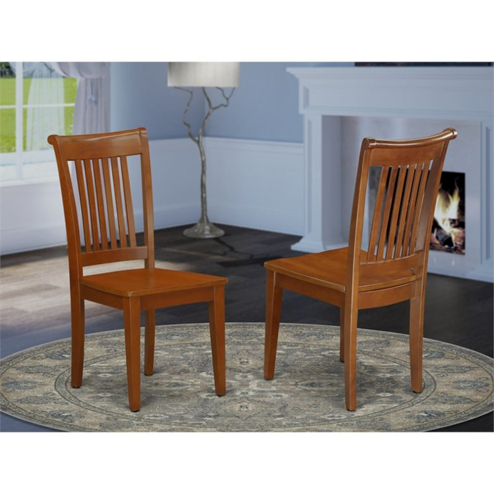 Atlin Designs 11 quotWood Dining Chairs in Saddle Brown (Set of 2)   Transitional   Dining Chairs   by Homesquare  Houzz