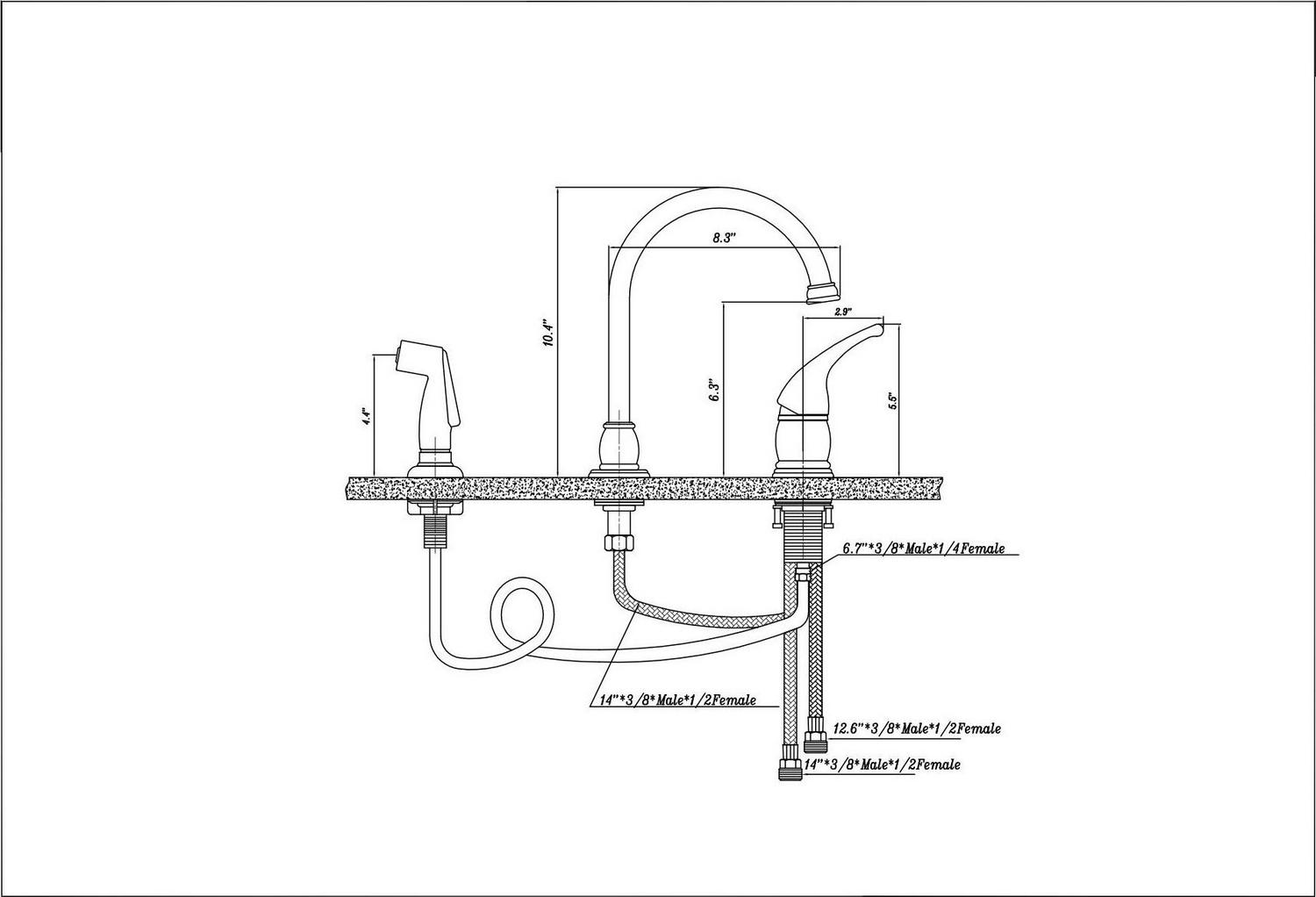 Dura Faucet Gooseneck Kitchen Faucet with Matching Side Sprayer for RVs- Brushed Satin Nickel