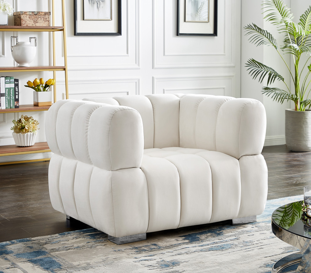 Gwen Velvet Upholstered Chair   Contemporary   Armchairs And Accent Chairs   by Meridian Furniture  Houzz