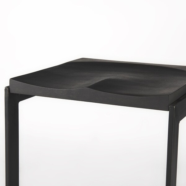 Kiran Black Solid Wood Seat w/ Black Iron Base Counter Stool