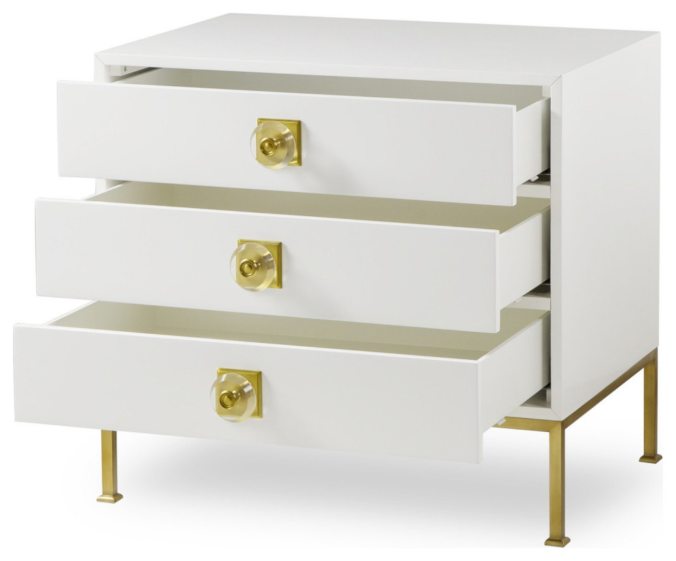 Mallory Chest 3 Drawer White Lacquer   Contemporary   Accent Chests And Cabinets   by Virgil Stanis Design  Houzz