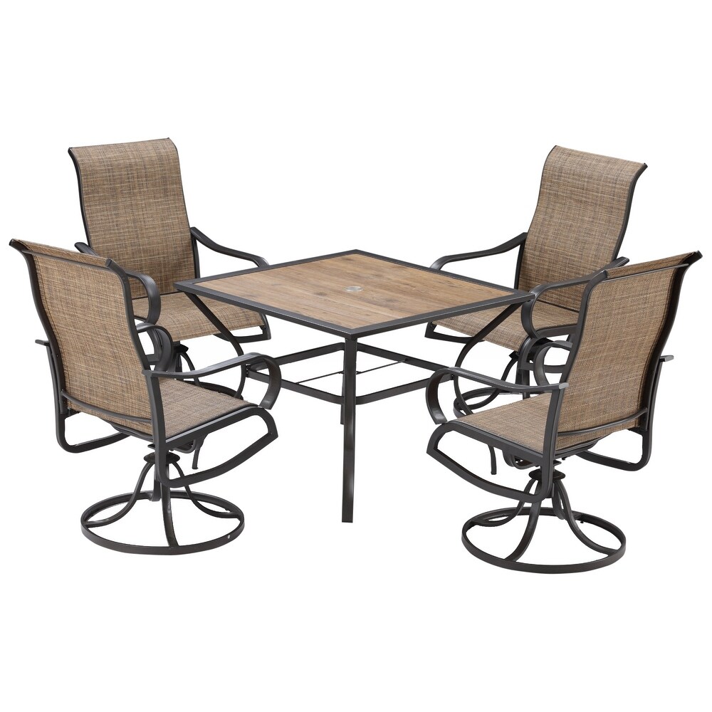 Outsunny 5 Piece Outdoor Patio Dining Set  4 Swivel Rocker Chairs and 37\