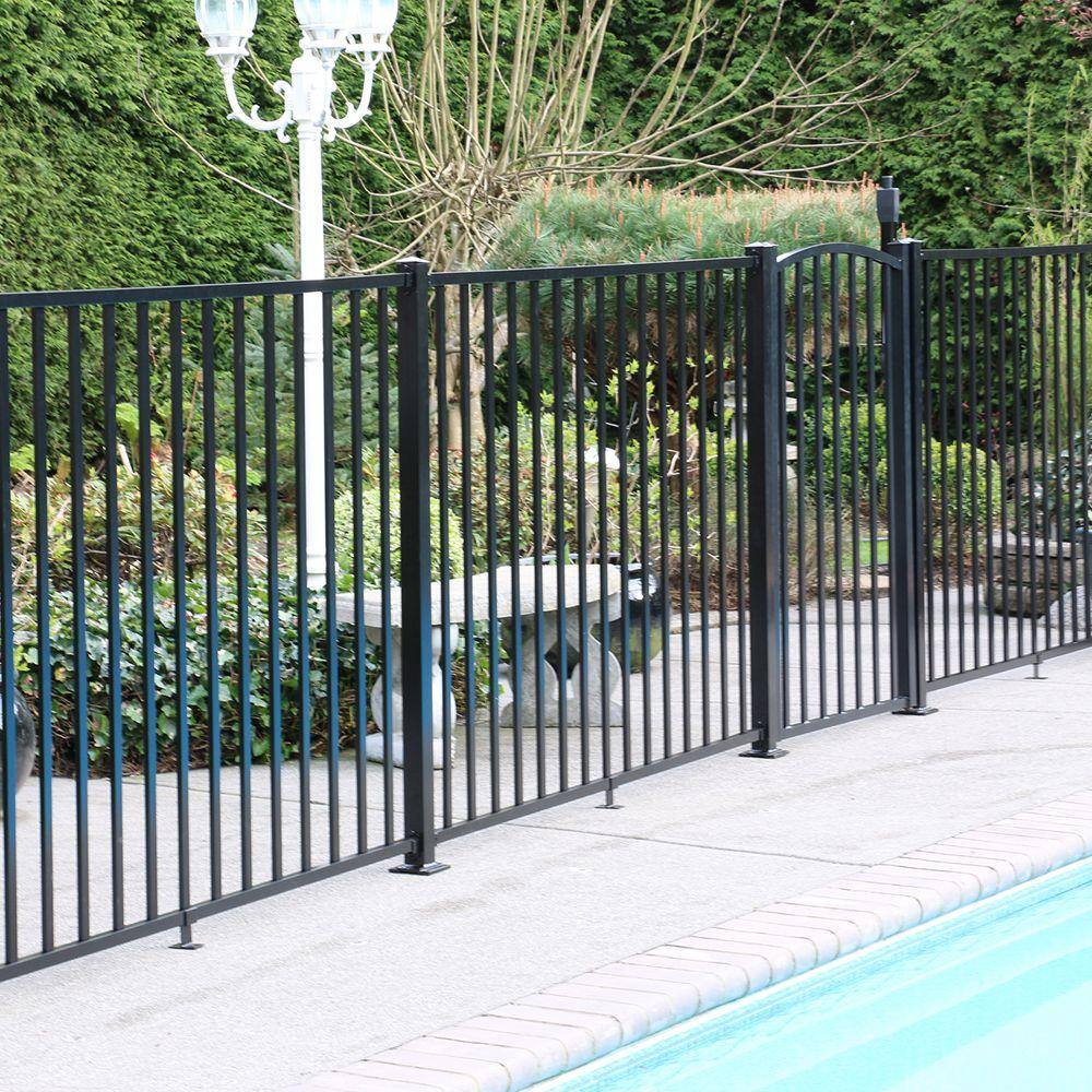 PEAK Aquatine 12 in. x 72 in. x 4 ft. Black Aluminum Pool Fence Rail and Picket Kit 56113