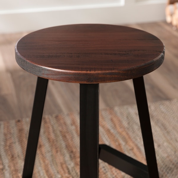 Middlebrook Round 24-inch Distressed Solid Wood Counter Stool