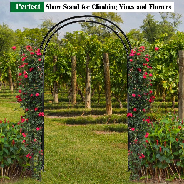 Costway 7 2ft Garden Arch Steel Arbor Wedding Garden Decoration Climbing Plants W stakes