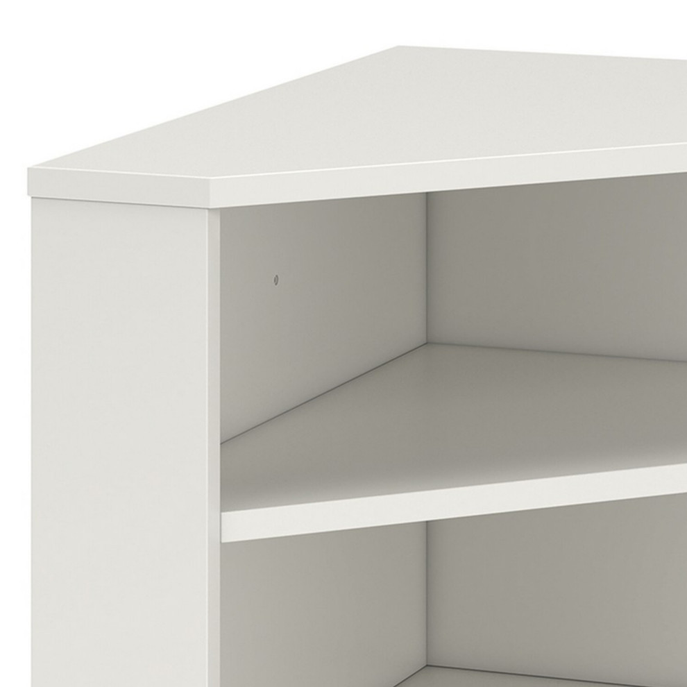 Tio 29 quotCorner Bookcase Console With 2 Shelves  Triangle Shaped  White   Transitional   Bookcases   by VirVentures  Houzz