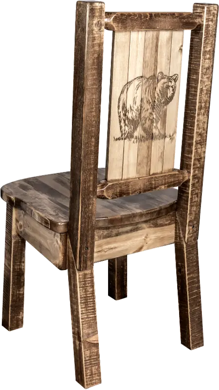 Rustic Laser Engraved Bear Dining Chair - Homestead