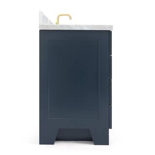 ARIEL Taylor 55 in. W x 22 in. D Bath Vanity in Midnight Blue with Marble Vanity Top in Carrara White with White Basin Q055SCWRVOMNB