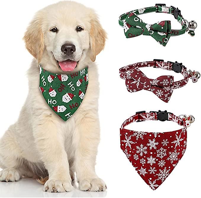 Pet Collar Adjustable Size Buckle Design Non-fading Breathable Anti-suffocation Santa Claus Pet Triangular Scarf Cat Supplies Pet