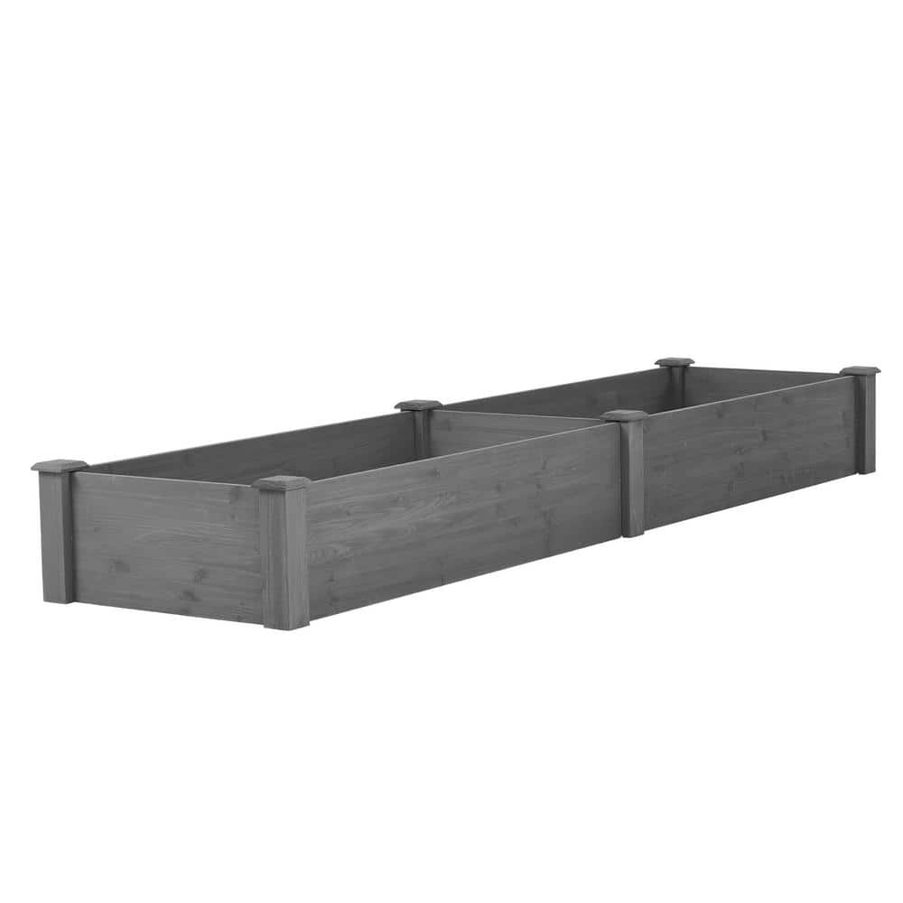 Siavonce 10 in. x 28 in. x 96 in. Gray Over Ground Wooden Raised Garden Bed Large Long Planter Box for Outdoor Tool-Free Assembly DJ-ZX-D46981261