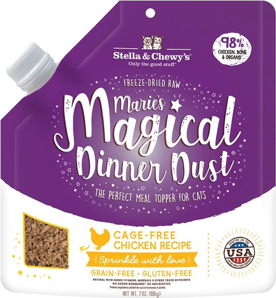 Stella and Chewy's Marie’s Magical Dinner Dust Cage Free Chicken Recipe Freeze-Dried Raw Cat Food Topper， 7-oz bag