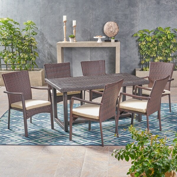 Westley Outdoor 7 Piece Wicker Dining Set by Christopher Knight Home -  - 21802488