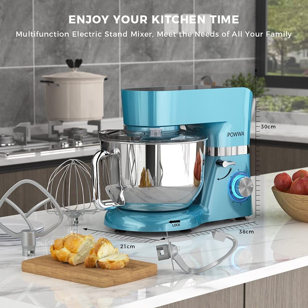 7.5 QT Electric Mixer  6+P Speed 660W Household Tilt Head Kitchen Food Mixers with Whisk for Baking  Cake  Cookie  Kneading