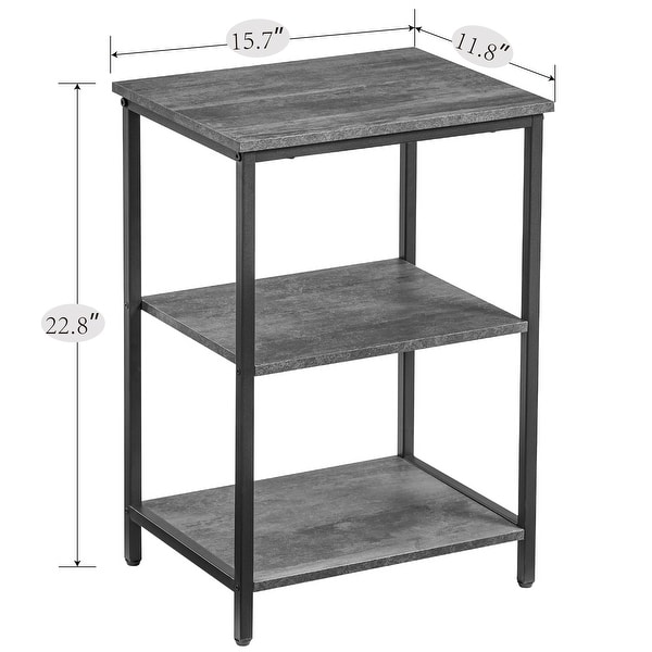 Set of 2 End Table With Wood Storage Shelf， 3-Tier Bedside Sofa Side End Table Storage Display Shelf