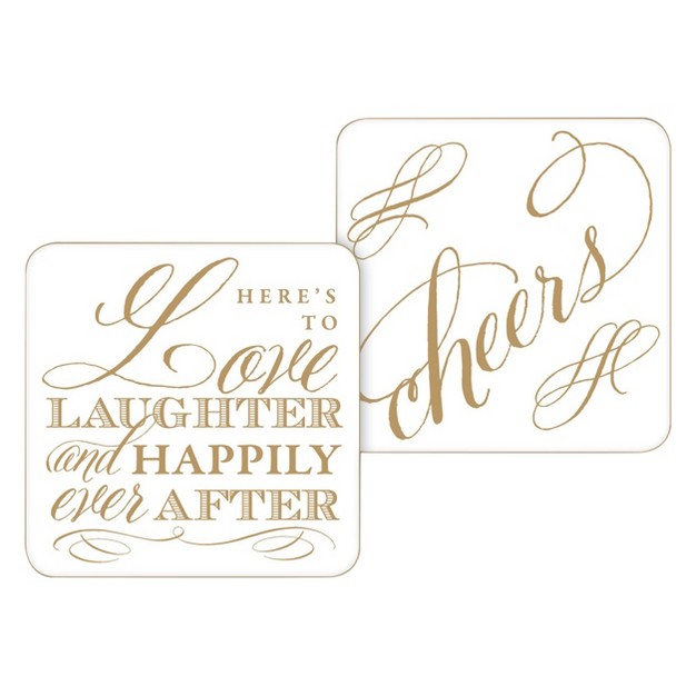 20ct Here x27 s To Love Laughter And Happily Ever After Paper Coasters