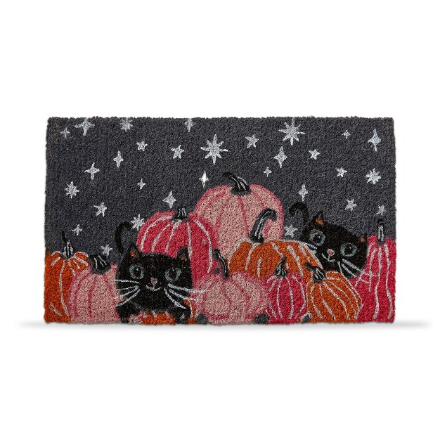 Kitty Cat Pumpkins Black Cats In Pumpkin Patch Rectangle Indoor And Outdoor Coir Door Welcome Mat Multicolored