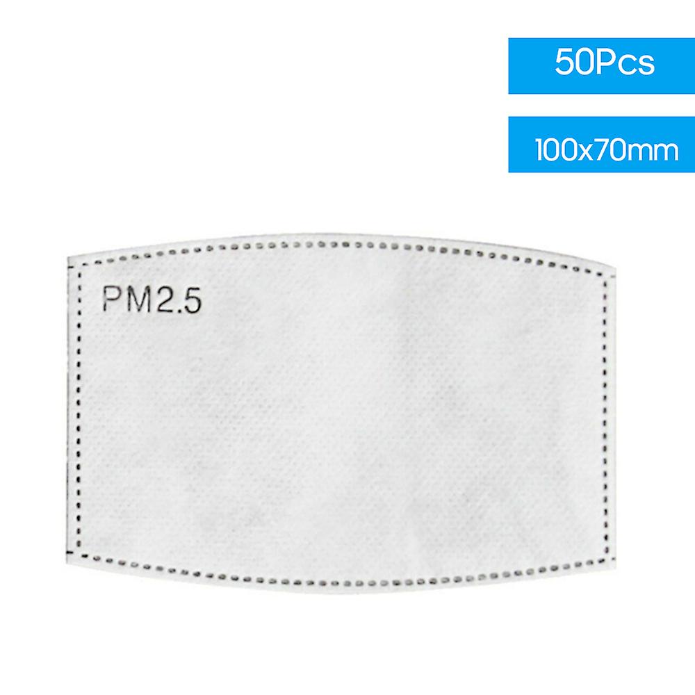 50pcs Mouth Cover Filters Pm2.5 Activated Carbon Filter Pad Replaceable Fog-proof Haze-proof Dustproof 6-layer Protective Pad  50pcs and Size 2