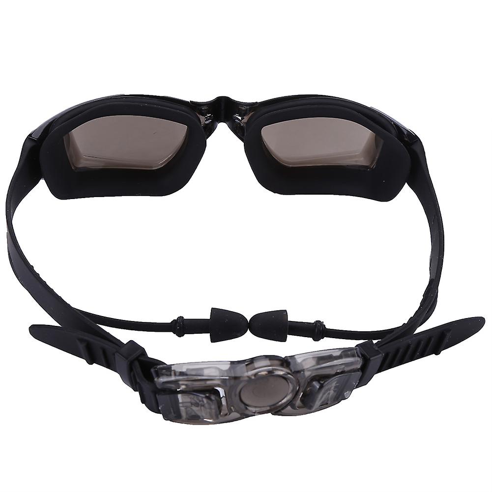 New Fashion Adjustable Waterproof Anti Fog Swimming Goggles With Ear Plugs (black)