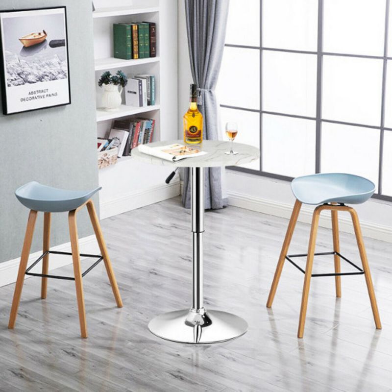 Adjustable 360▲ Swivel Height Round Pub Table With Marble Top