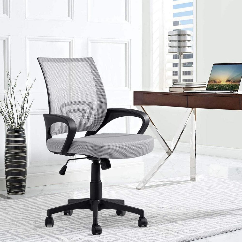 LACOO Gray Office Chair Ergonomic Desk Task Mesh Chair with Armrests Swivel Adjustable Height T-OCNC9404