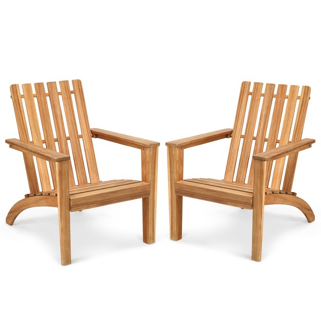 Tangkula 2pcs Wooden Adirondack Chair W ergonomic Design Outdoor Lounge Armchair Acacia Wood Chair For Yard amp patio